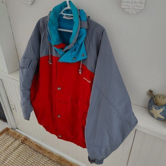 Fischer Vintage Ski Jacket Size XL with hoodie, buttons and zipper winter ski - Picture 3 of 15